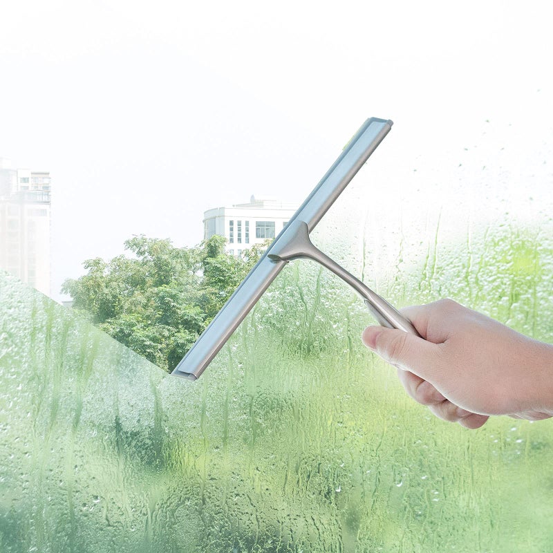 Ettori Shower Squeegee for Shower Doors 10 Inch Bathroom Squeegee for Windows,Kitchen,Mirror and Car Glass, Stainless Steel with Adhesive Hook - Image 2
